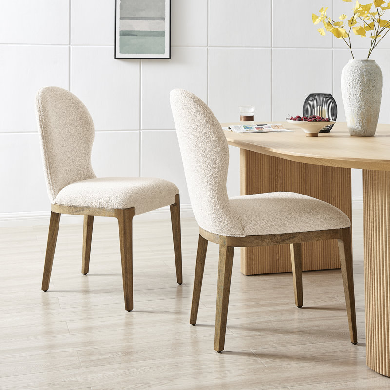 Caidyn Upholstered Dining Side Chair, Boucle Beige