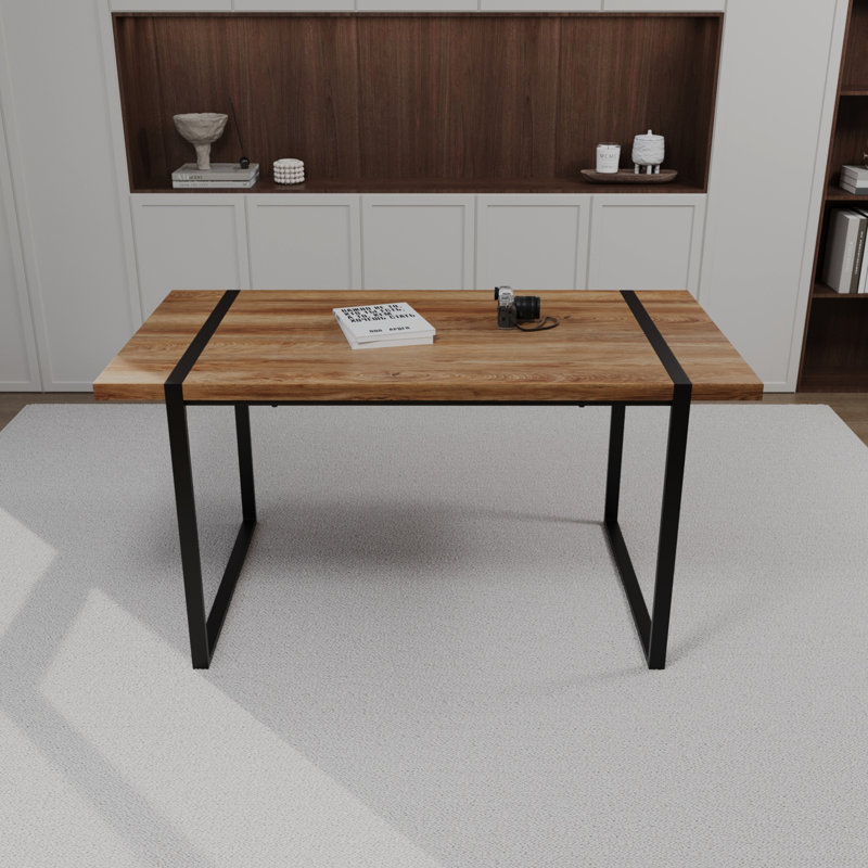 Table de salle à manger, table rectangulaire avec pieds en métal pour la maison, le salon et la cuisine