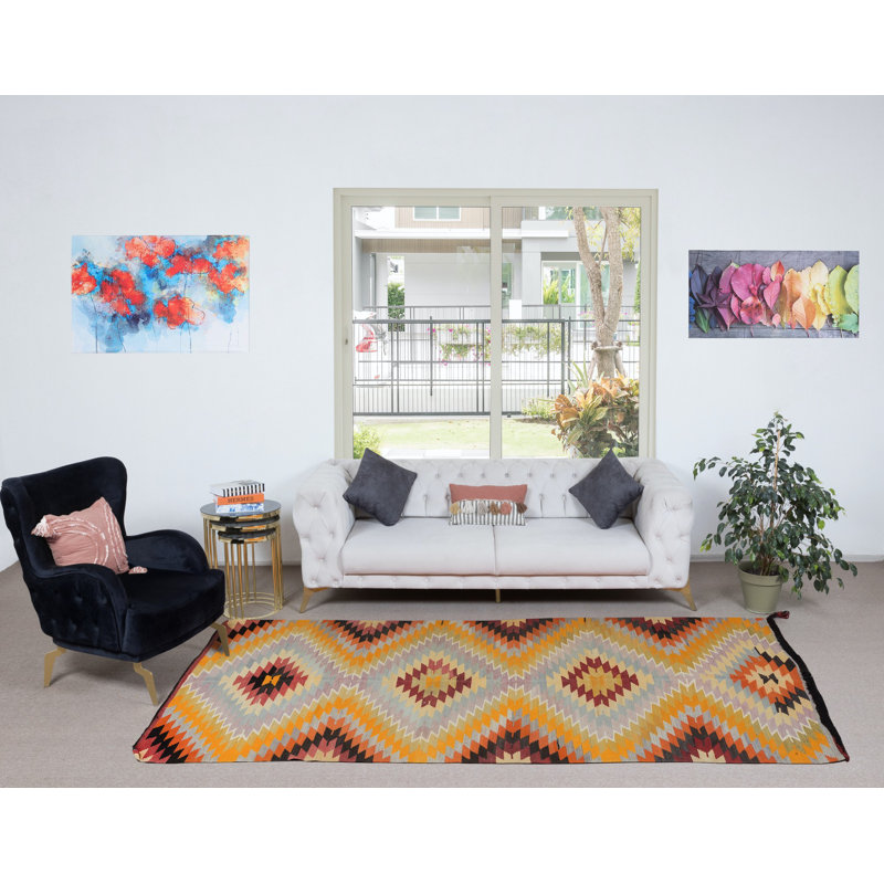Tapis kilim tissé à la main 5,5 pi x 11 pi en laine multicolore tissé à la main