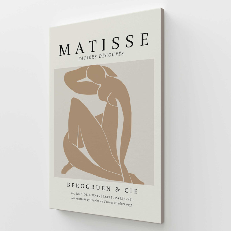 Matisse's Nude II en brun clair, reproduction sur toile encadrée, H 54 po x l 36 po x P 1,25 po, Toile tendue
