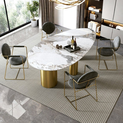 Ensembles de table de salle à manger ovales simples et luxueux
