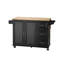 Armoire de rangement mobile avec tiroirs et tablettes réglables - Chariot utilitaire roulant avec plateau en bois d'hévéa, noir
