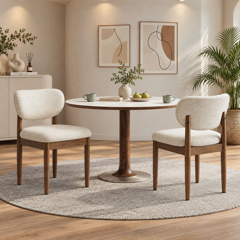 48 cm H Upholstered Chenille Dining Chair, Beige