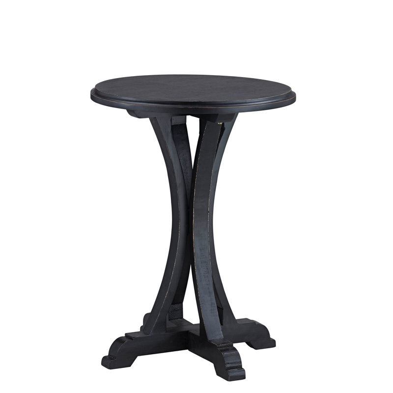 Zach Fir Wood End Table, Distressed Black