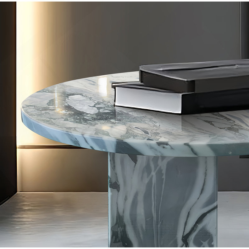 Table basse en marbre naturel gris et bleu, petite table, table de salon, pierre naturelle,, Bleu/Gris