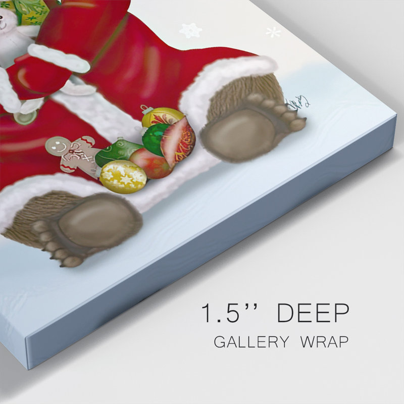 Christmas Christmas Christmas, câlin d'ours sur toile, H 36 po x l 24 po x P 1,5 po