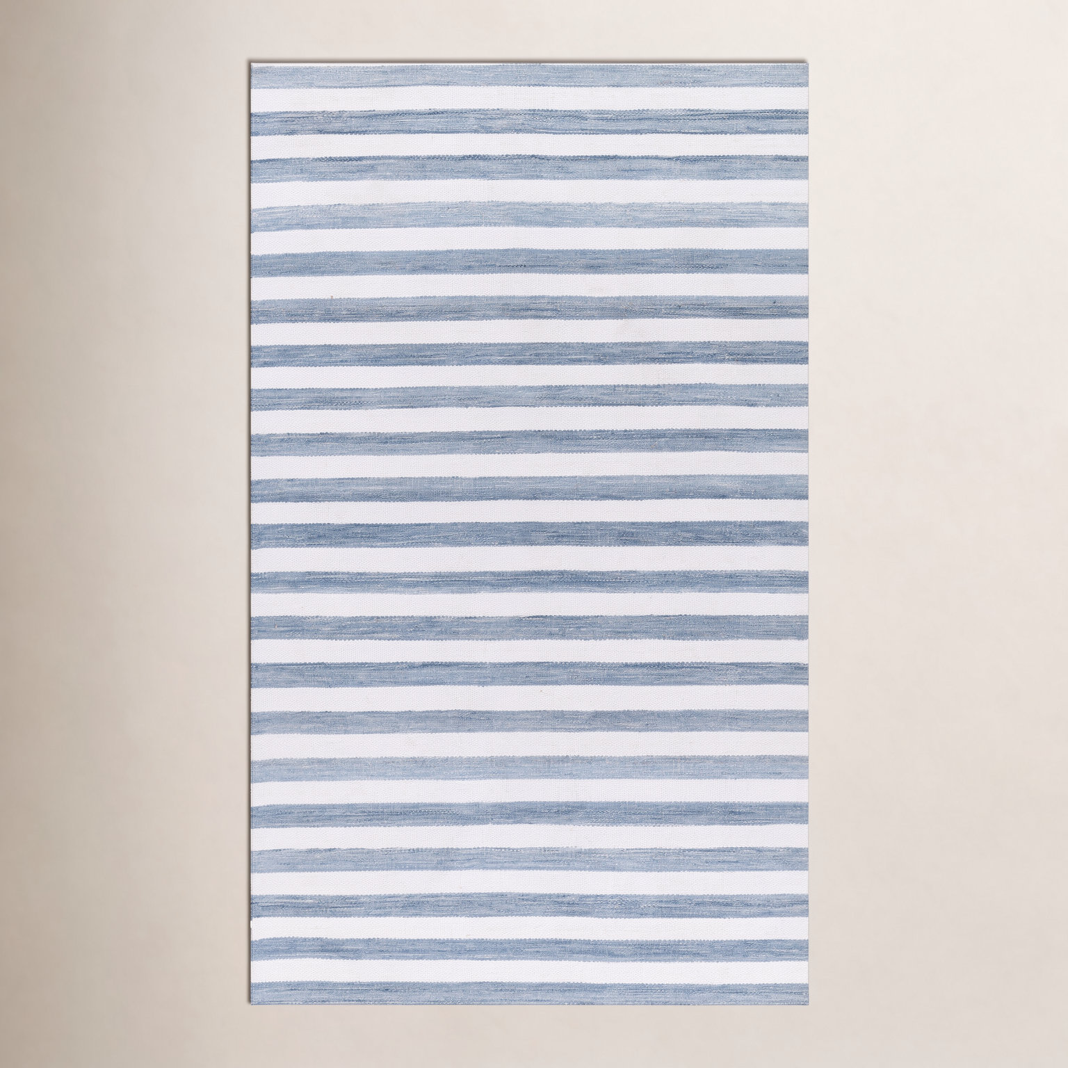 Rockaway Blue Hand-Woven Striped Outdoor Rug, 10' X 14'