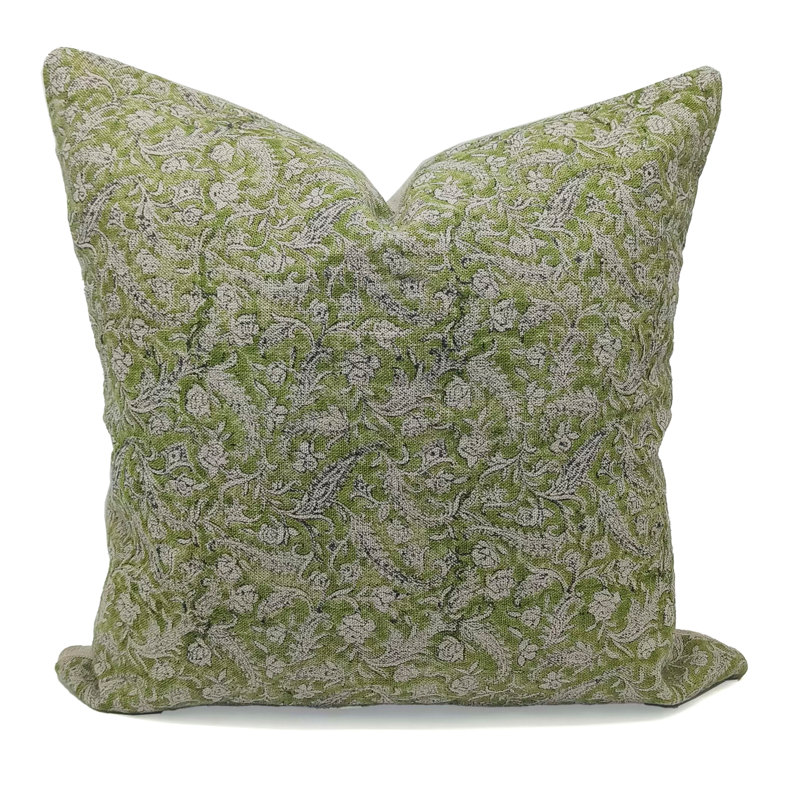 Fabdivine Handmade Pillow Case Farmhouse Décor, Aesthetic Room & Living Room Block Print Pillow- Blackforest, 20" x 20"