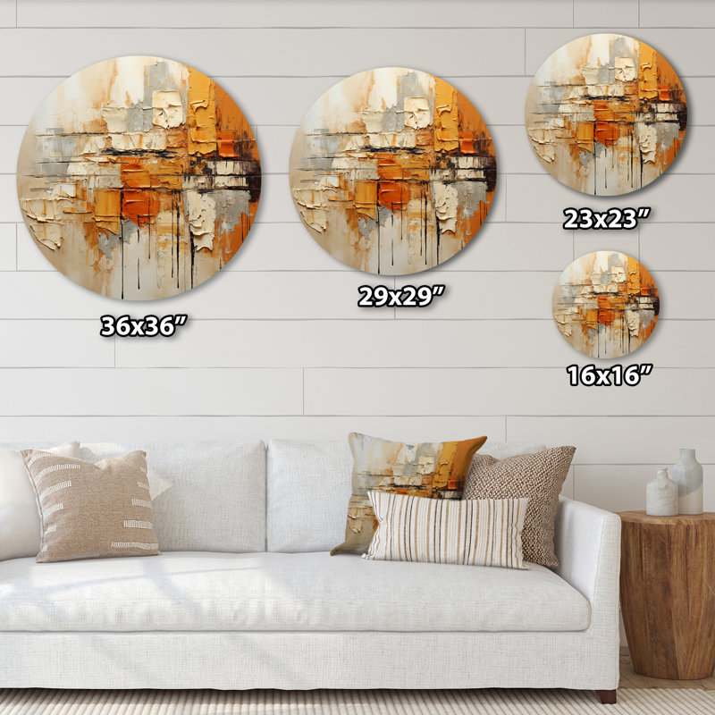 Chineka - art abstrait rond en métal, H 16 po x l 16 po x P 1 po
