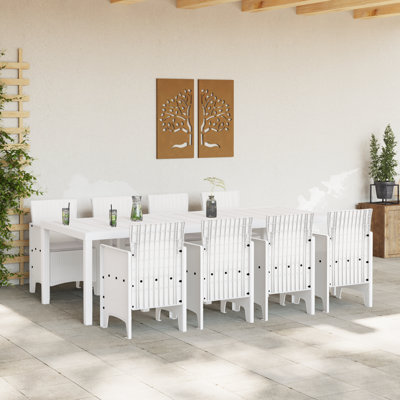 VidaXL White Poly Rattan Garden Dining Set