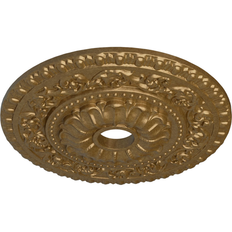 Endurathane Vaduz Ceiling Medallion, 23 1/2"OD x 3 1/2"ID x 2 1/8"P (Fits Canopies up to 3 1/2"), Hand-Painted Pale Gold Finish