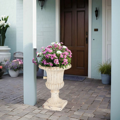 Urne de jardin, blanc antique, H 19,25 po