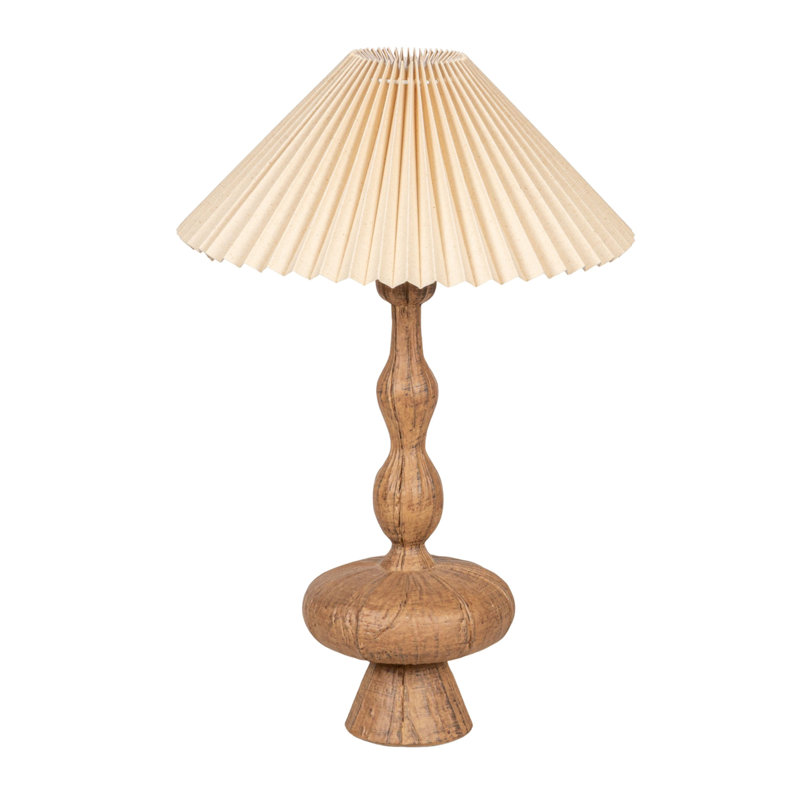 Lampe de table en résine avec abat-jour plissé