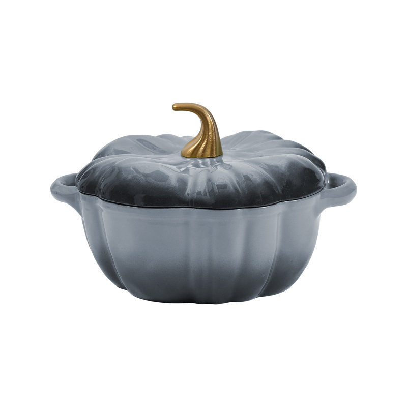 Enamelled Cast Iron Pumpkin Dutch Oven with Lid and Handles