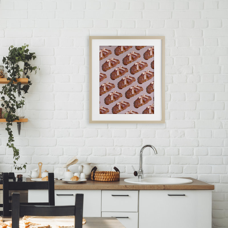 Croissants avec rubans, impression encadrée sous verre, conception par Lish Creative, 21 x 17