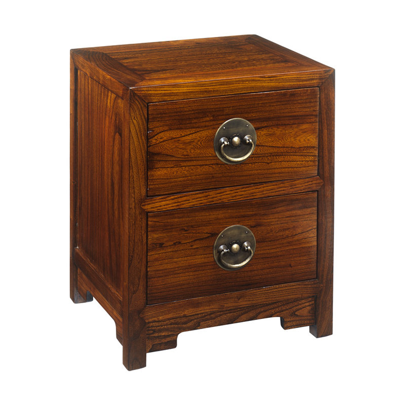 Hangzhou 48cm W Solid Wood Bedside Table, Warm Elm