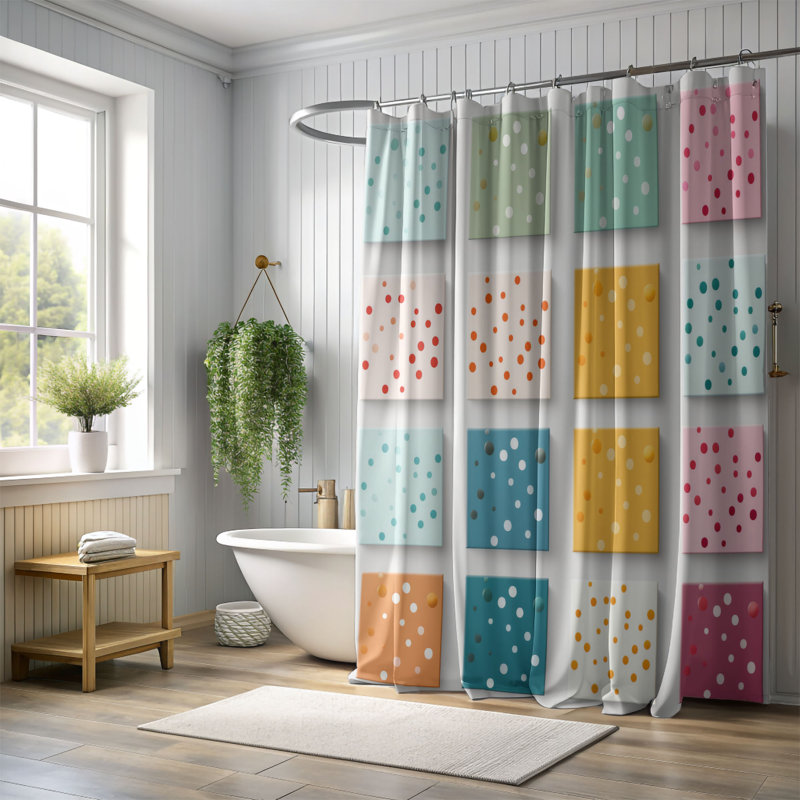 Rideau de douche Spots Design - Premium, H 74 po x l 71 po