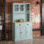 Armoire de rangement garde-manger autoportante bleu clair avec huche - avec tiroirs, portes en verre et tablettes réglables
