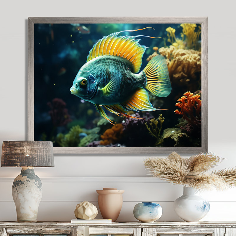 Surreal fish Underwater World I - Butterfly Fish Framed Prints, Black Floater Framed, 24" H x 32" W x 1" D
