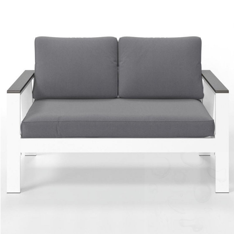 All-Weather Aluminum Patio Loveseat With Angled Backrest