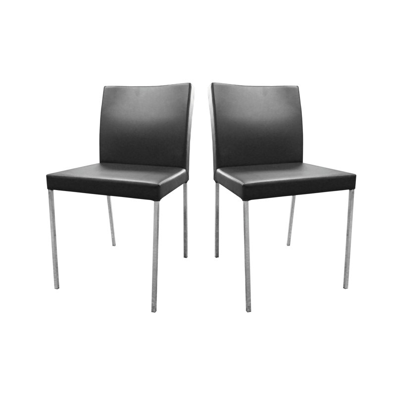 Upholstered Metal Parsons Chair in Black, Black with Chrome finish legs