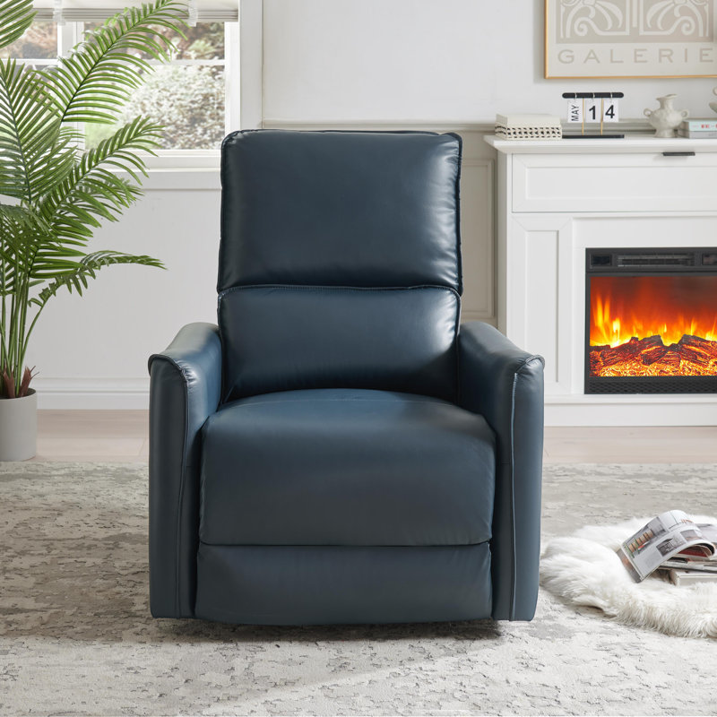 Fauteuil inclinable électrique pivotant en similicuir l 32,3 po Hjalti, Bleu
