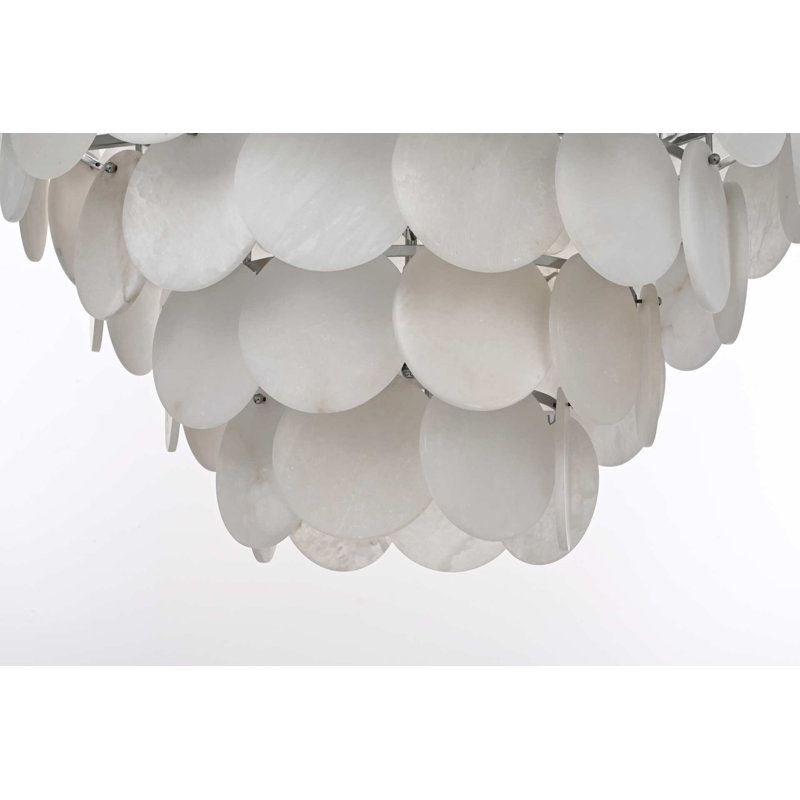Lustre en albâtre de 48 pouces Ikeny, Chrome chrome