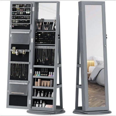 Miroir robuste, miroir pivotant sur 360 °, avec tablettes de rangement