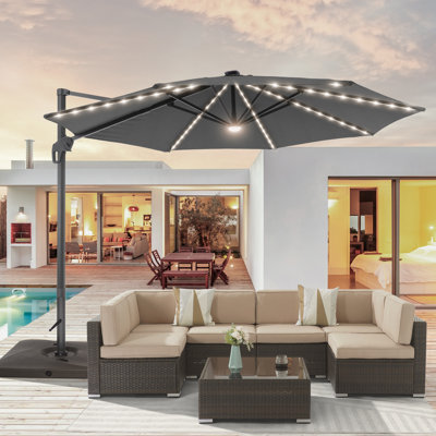 10' 12" Lighted Cantilever Sunbrella Umbrella