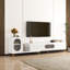 Meuble télé 80-89 "extensible - Blanc, peu encombrant, grand meuble de rangement en bois pour salle de conférence, fonctionnel