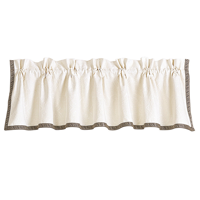 Classic White Matelassé Valance with Greek Key Trim