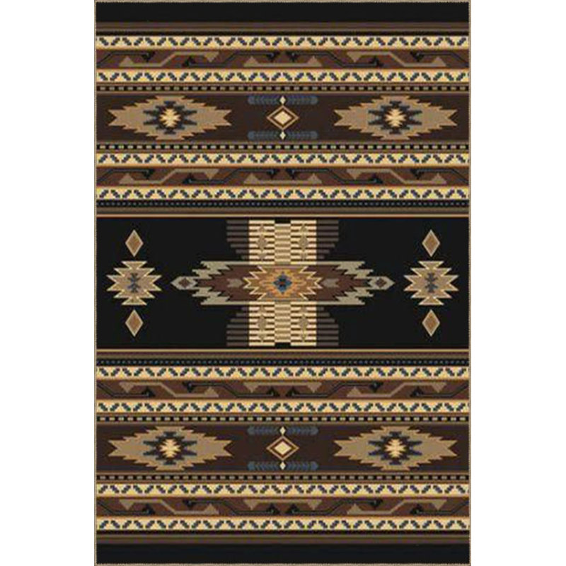 Base tissée rétro Ha dans des tons de noir et de brun, Rectangle 2 pi 4 po x 4 pi