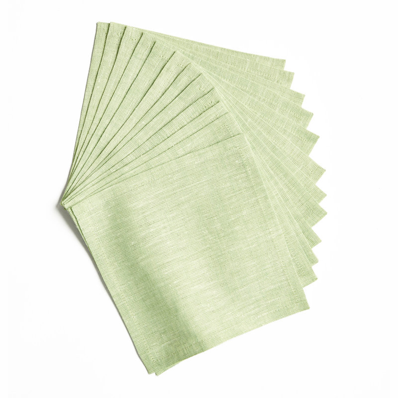 100% Pure Linen Cocktail Napkins - Athena, 9" x 9", Sage Green