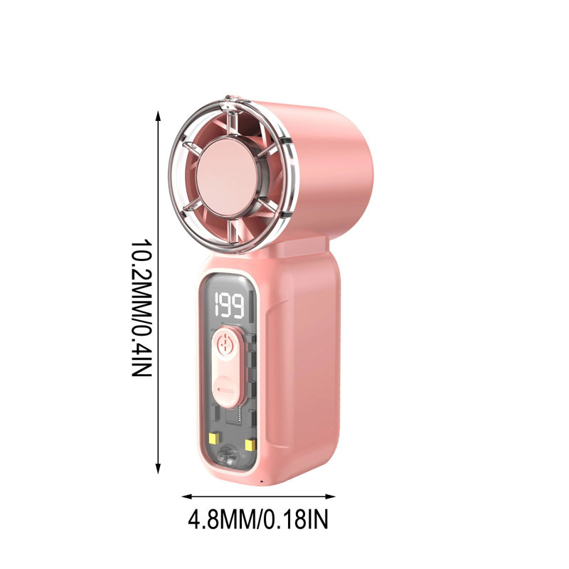 Kbndieu Handheld USB Rechargeable High-power Turbine Fan Portable Mini Fan for Outdoor Use, Pink