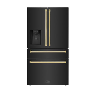 ZLINE Autograph 36 in. Black Steel Counter-Depth Refrigerator w/ Handles