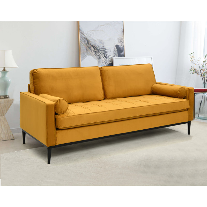 Birchanger 3 Seater Velvet Sofa, Orange/ Gold