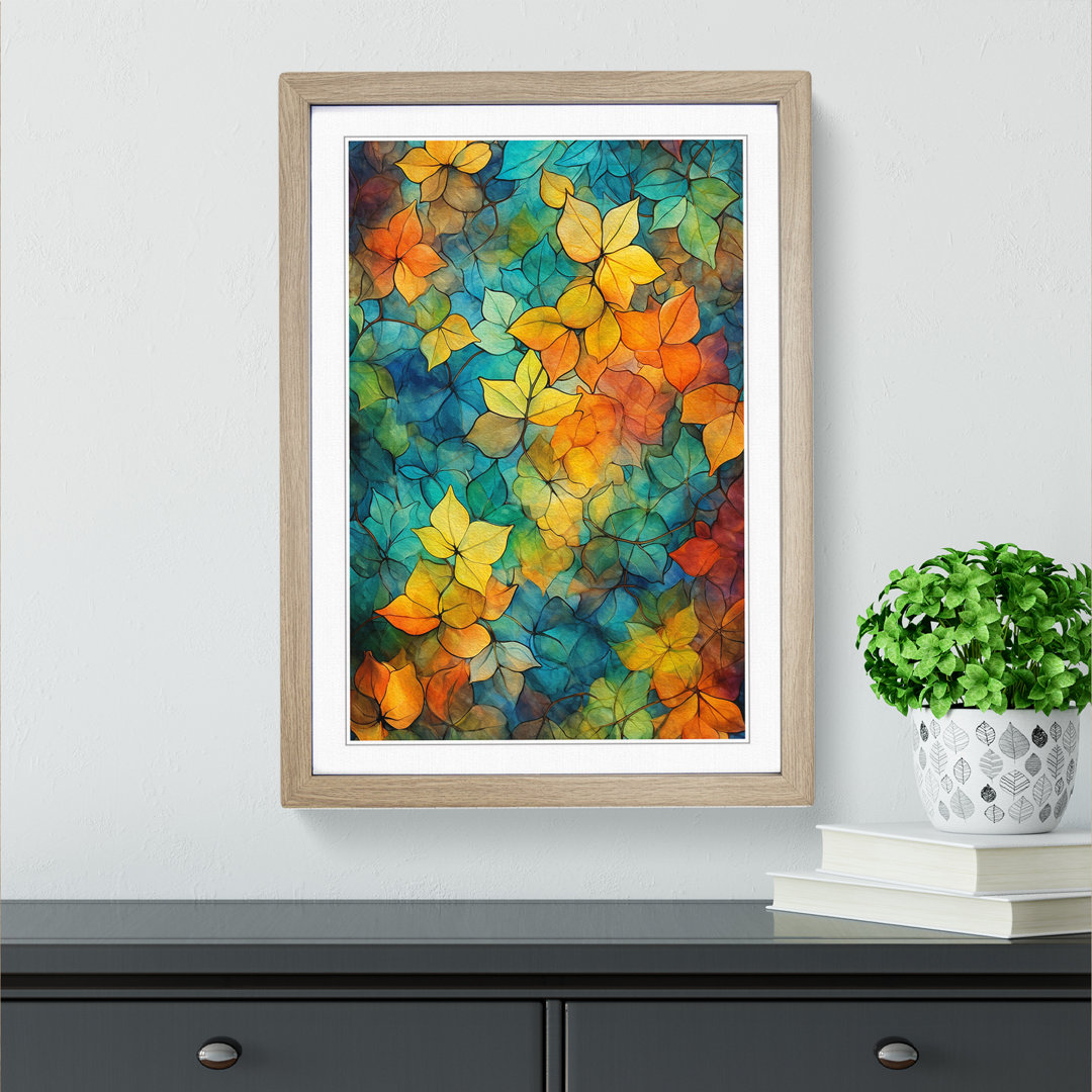 Ivy Leaf Abstract - Single Picture Frame Print on Wood
