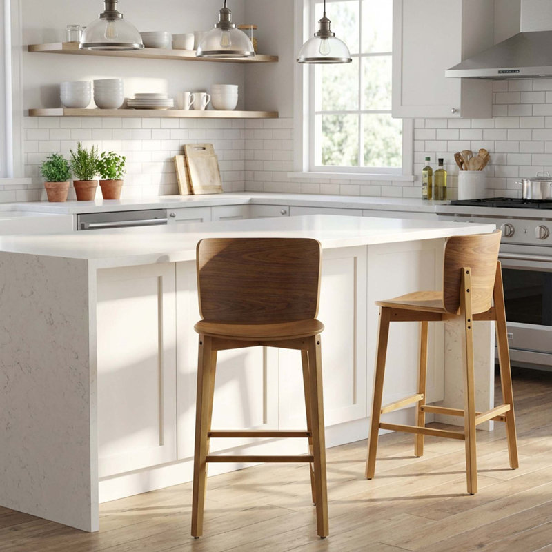 Ensemble de 2 tabourets de bar en bois Pari