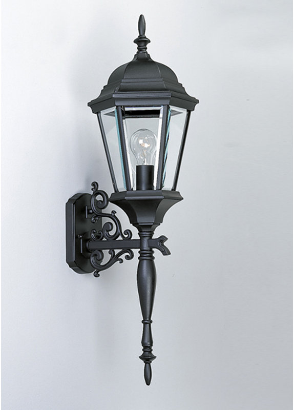Lanterne murale d'extérieur en verre biseauté Rawson, Noir, 31.25