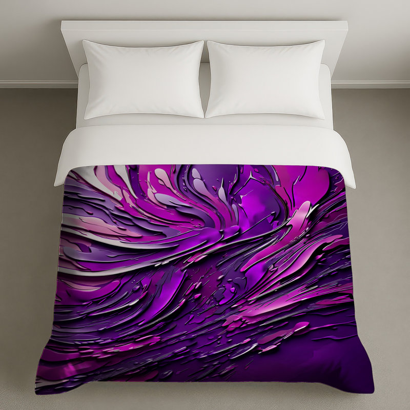 Housses de couette à motif abstrait mauve, Grand lit