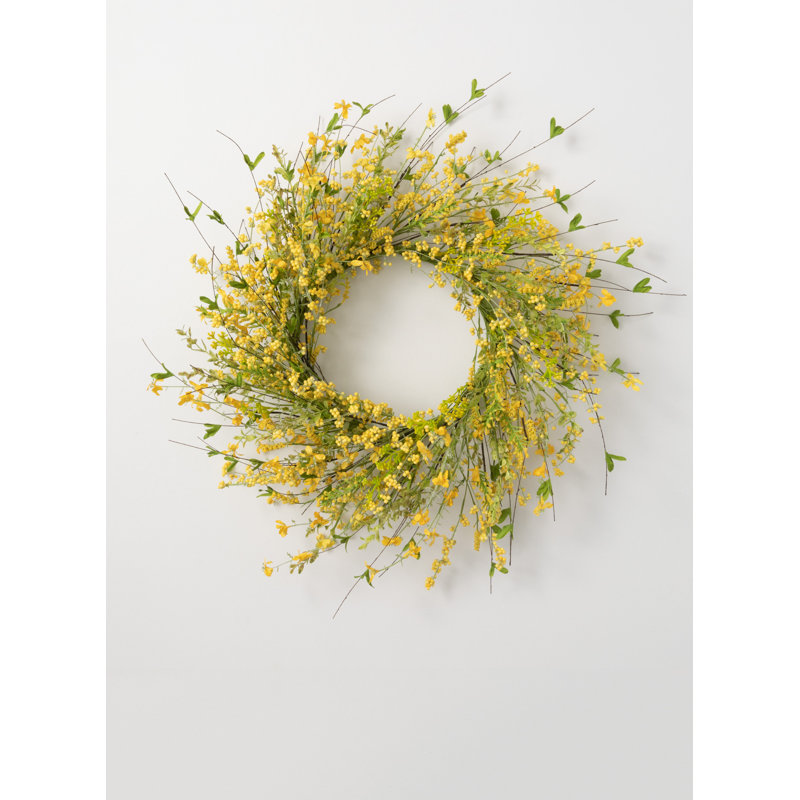 26" Artificial Yellow Wispy Wreath