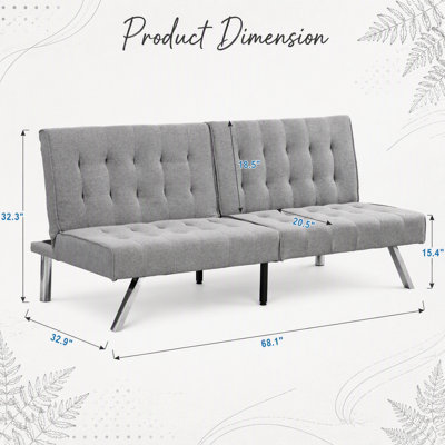 Canapé-lit polyvalent en bois avec pieds en acier inoxydable pour des espaces de vie élégants