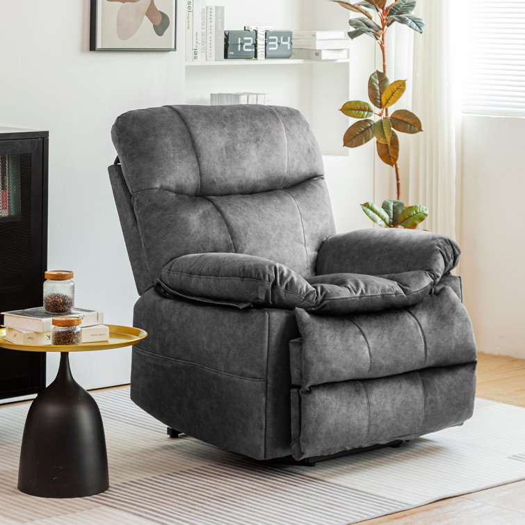 40.2 Wide Velvet Super Soft and Oversize Power Lift Assist Recliner Chair with Massage and Heat Winston Porter Fabric: Brown Velvet