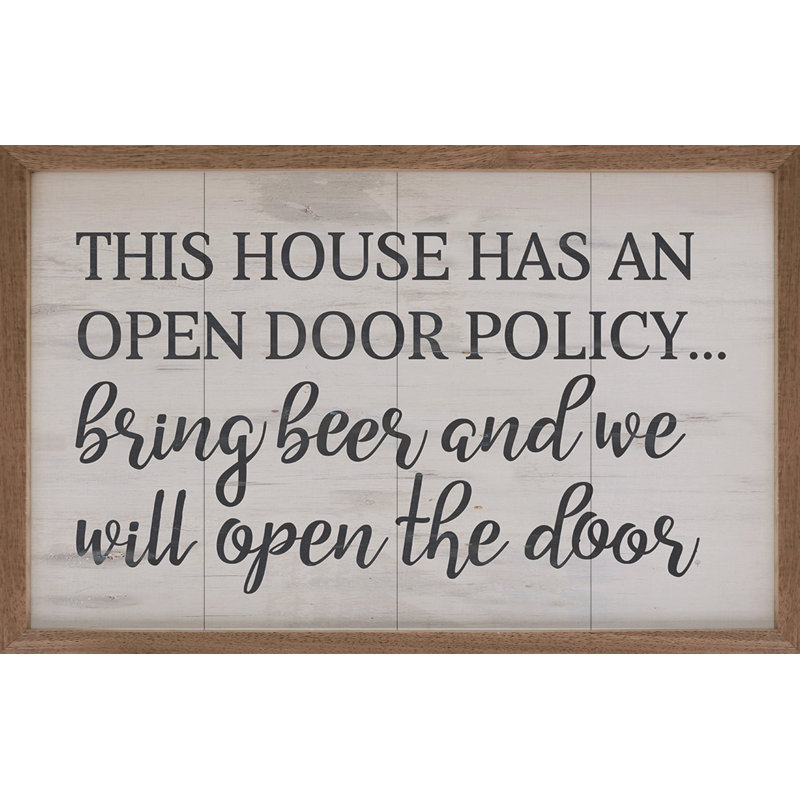 White Open Door Policy, H 5 po x l 8 po