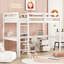 Lit mezzanine simple en bois avec sous le lit, bureau intégré, armoire de rangement à 2 tiroirs, garde-corps, échelle-515143858