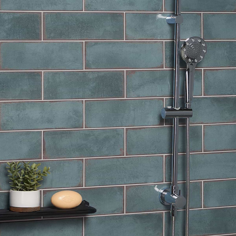 Los Lunas 4x12 Polished Ceramic Subway Wall Tile, Blue