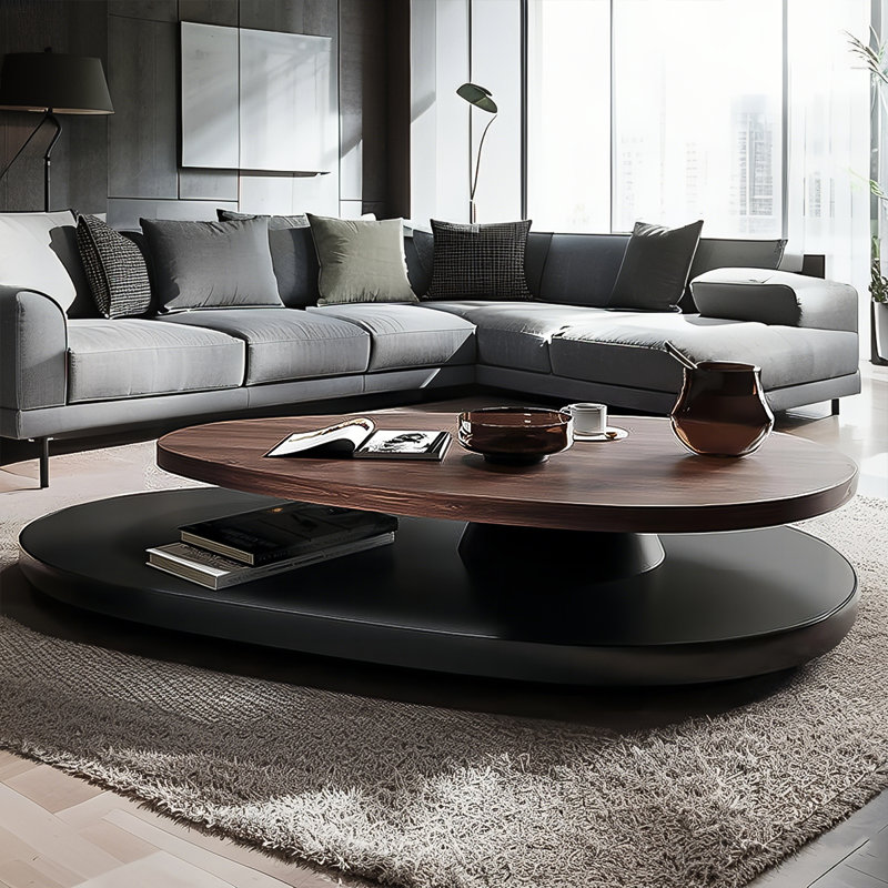 51.18"Retro Minimalist Oval Coffee Table