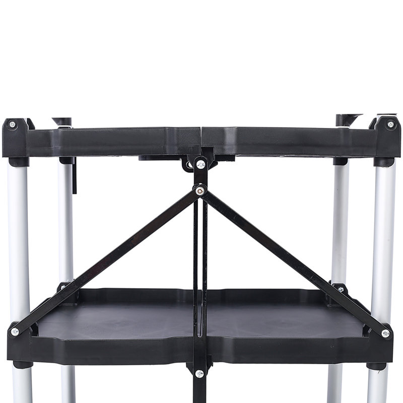 3 Layers Folding Collapsible Service Cart Pack-N-Roll Folding Collapsible Service Cart, Black, 50 Lb. Load Capacity per Shelf