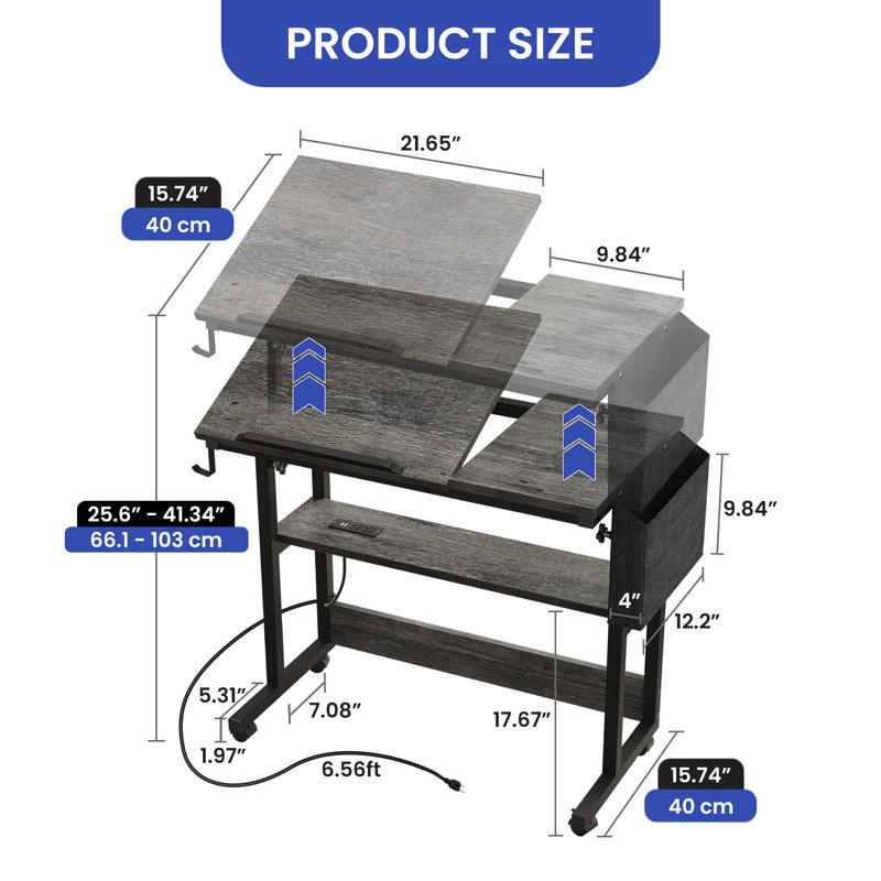 Mawahib 25.6'' H x 31.49'' W Laptop/Tablet Storage Cart, Grey
