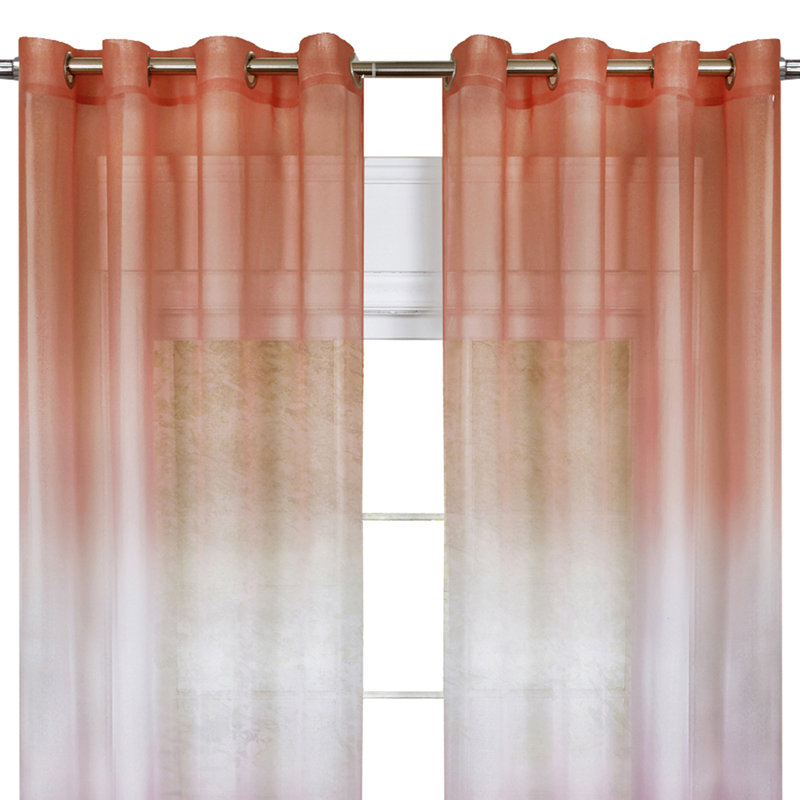 Carlyssia Semi Sheer Curtain Single Panel, Pink, 52" W x 84" L